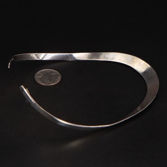 Sterling Silver Modern Bold Statement Necklace Sterling Silver Choker Necklace - Picture 3 of 4